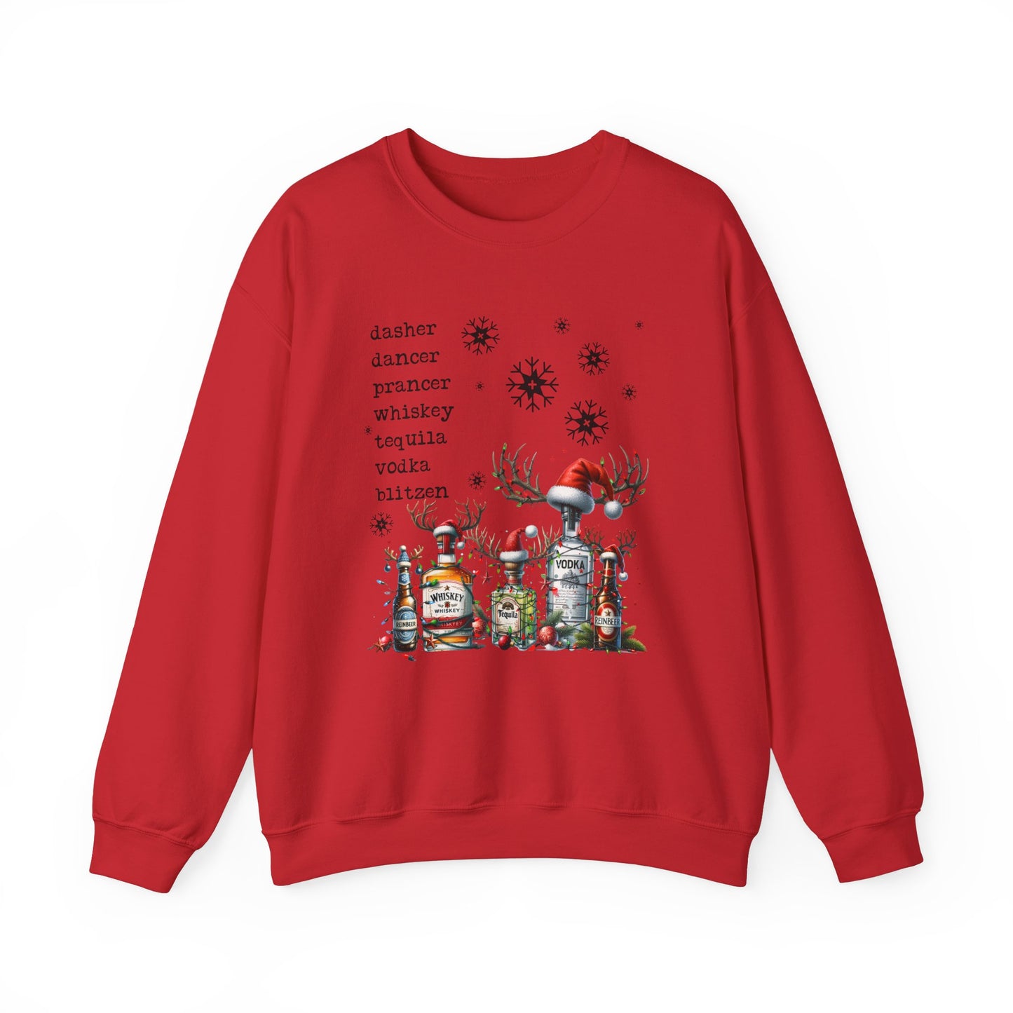 dasher, dancer, tequila, vodka Crewneck Sweatshirt