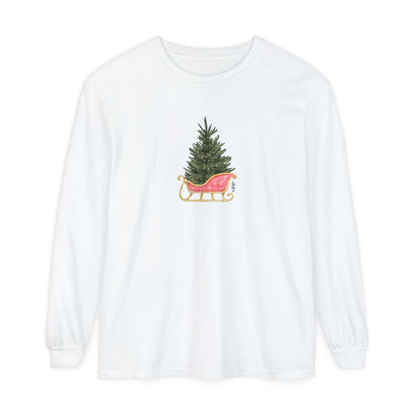 Christmas Tree in Sleigh Long Sleeve T-Shirt